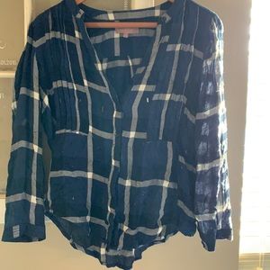 3/4 sleeve plaid top